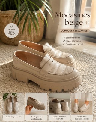 Mocasines beige cómodos y elegantes