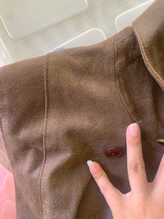 Chaqueta larga de cuero marrón