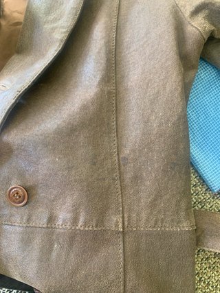 Chaqueta larga de cuero marrón