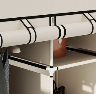 Guardaroba pieghevole in tessuto beige portatile