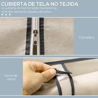 Guardaroba pieghevole in tessuto beige portatile