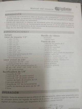Juego de herramientas neumáticas nuevo