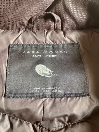 Plumífero Zara Marrón Talla L