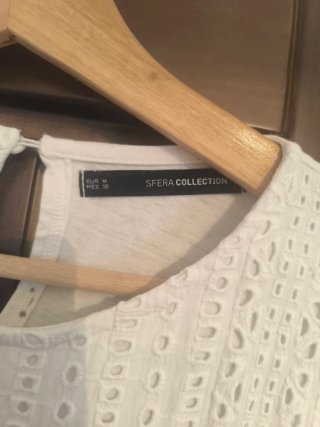Vestido blanco perforado mujer talla única