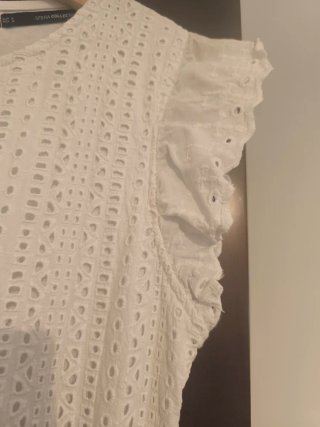 Vestido blanco perforado mujer talla única