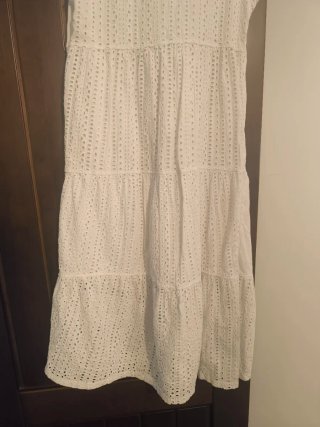 Vestido blanco perforado mujer talla única