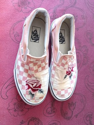 Vans Slip On Rosa Cuadros Flor