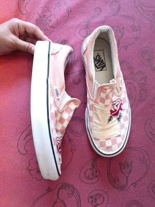 Vans Slip On Rosa Cuadros Flor