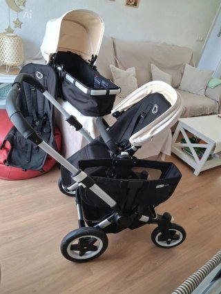 Bugaboo Donkey Chasis Negro Capotas Marfil
