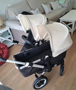 Bugaboo Donkey Chasis Negro Capotas Marfil