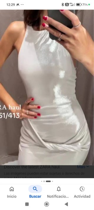 Vestido largo plateado Zara