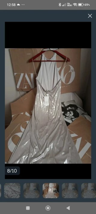 Vestido largo plateado Zara