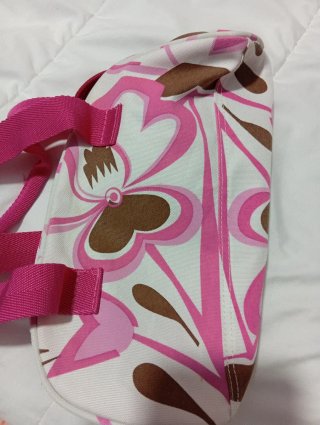 Neceser estampado rosa y marrón