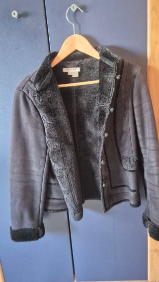 Chaqueta de abrigo negra/gris