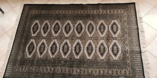 Tappeto Antico Lana e Seta Beige/Marrone