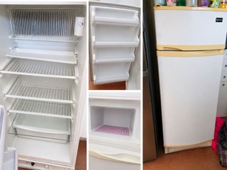 Frigorífico blanco y amarillo