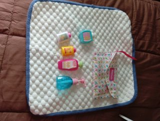 Bañera para muñecas con accesorios