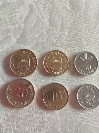 Monedas Letonia 10, 20, 50 céntimos