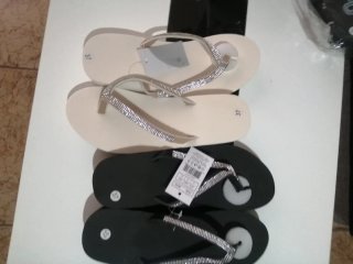 Chanclas cuña plateadas talla 37