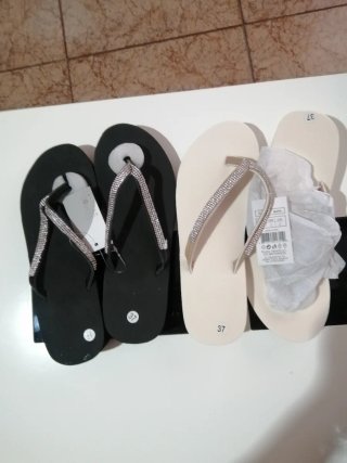Chanclas cuña plateadas talla 37