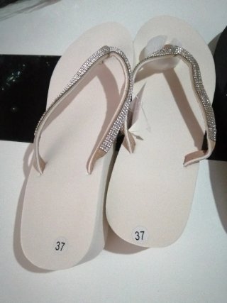 Chanclas cuña plateadas talla 37