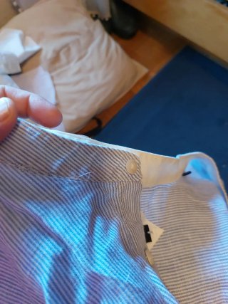 Camisa de lino Cortefiel azul y blanco