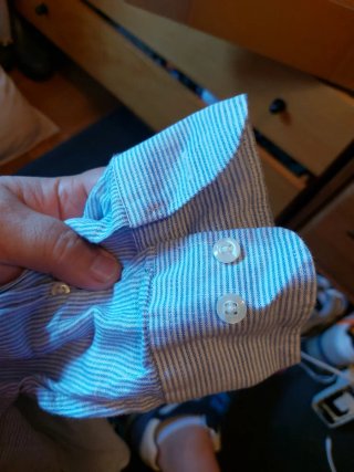 Camisa de lino Cortefiel azul y blanco