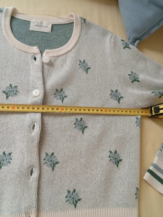 Chaqueta de lana beige y verde
