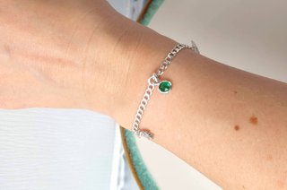 Pulsera Plata Ley 925 Buena Suerte Trébol Verde