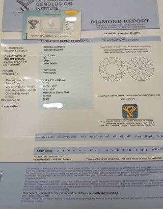 Diamante Naturale  IGI 1.03 Ct Certificato