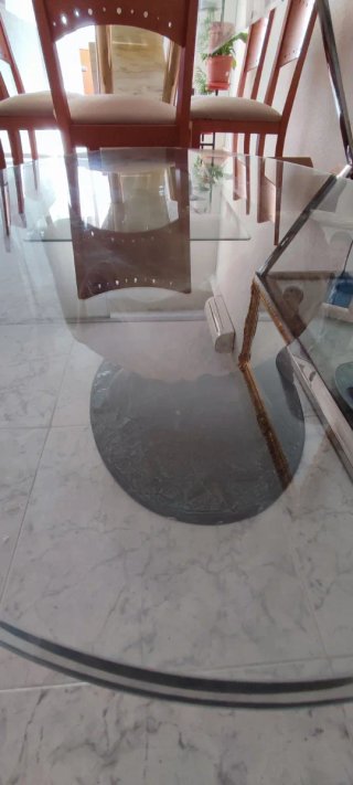 Mesa de centro cristal con base concha