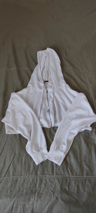 Chaqueta Crop Top Blanca Cremallera