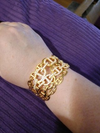 Pulsera Hermes Dorada con Cristales