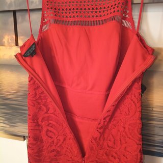 Topshop Vestito Tubino Pizzo Rosso UK8