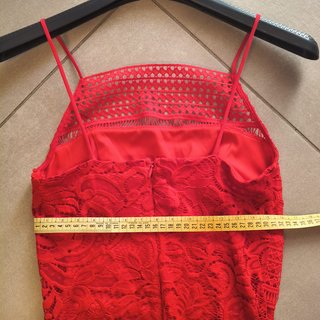 Topshop Vestito Tubino Pizzo Rosso UK8