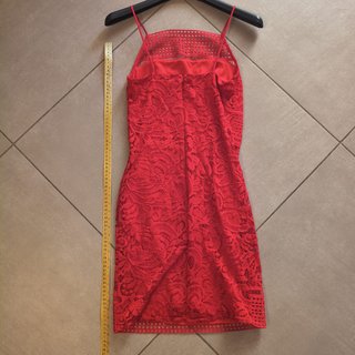 Topshop Vestito Tubino Pizzo Rosso UK8