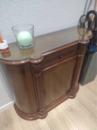 Mueble de entrada madera y cristal