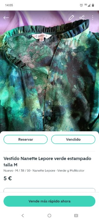 Vestido Nanette Lepore verde estampado T. M
