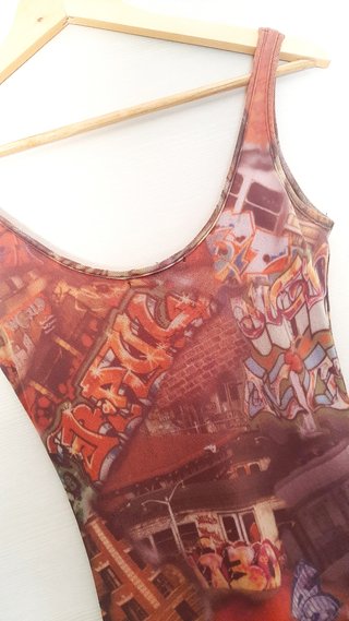 Maxi dress Y2K stampa graffiti taglia S