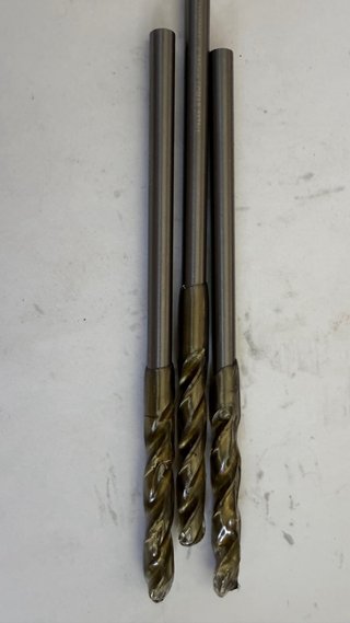 Lote 3 brocas metal duro Ø6,368 largo 140 mm