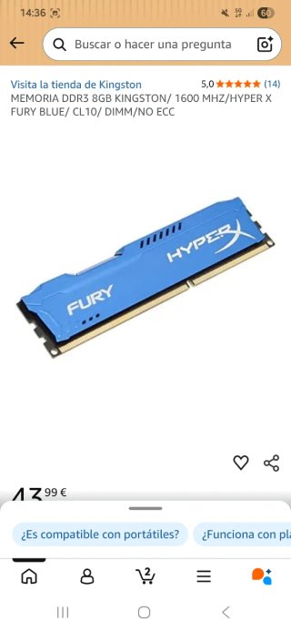 Memoria RAM Kingston HyperX Fury DDR3 8GB