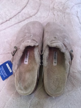 Birkenstock ciabatte beige con pelo