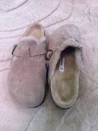Birkenstock ciabatte beige con pelo
