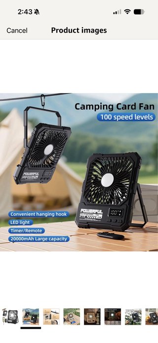 Ventilatore da Campeggio Ricaricabile 20000mAh, Ventilatore