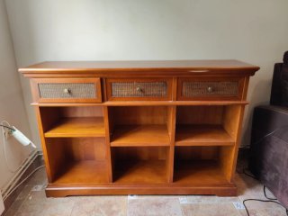 Mueble Salón Colonial Tropical Madera y Mimbre