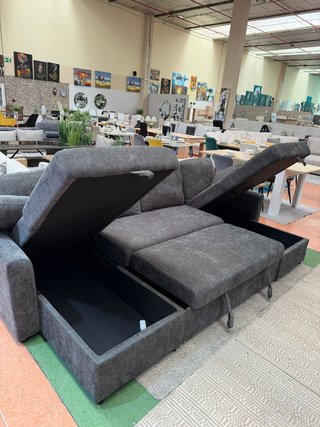 Sofá cama chaise longue doble gris