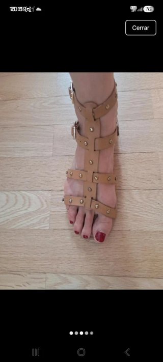 Sandalias estilo griego marrón y dorado