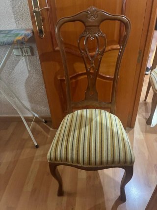 Silla de comedor madera y tela 6 unidades