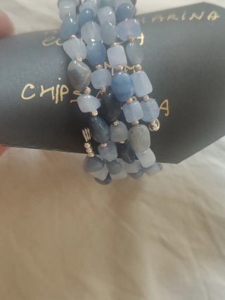 Bracciale multifilo pietre acquamarina cubica