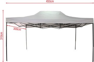 Gazebo Richiudibile Bianco Metallo Poliestere Con